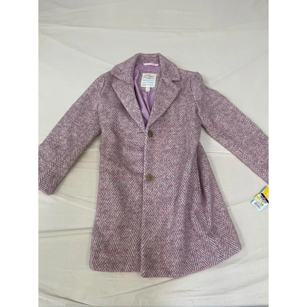 Cat & Jack Girls Purple Herringbone Dress Coat Jacket Size M 7-8 New